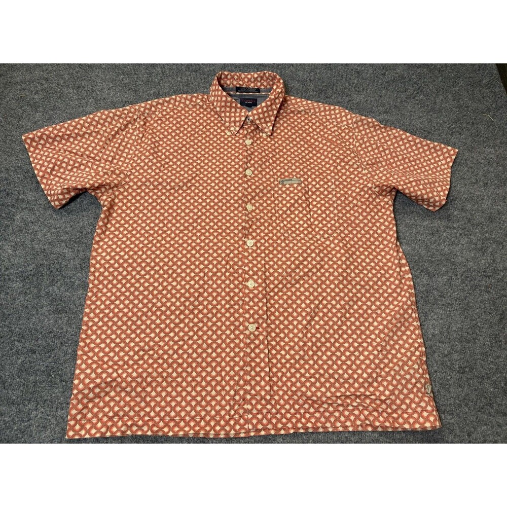 Tommy Jeans Shirt Mens L Multicolor Geometric Short Sleeve Button-Up Casual